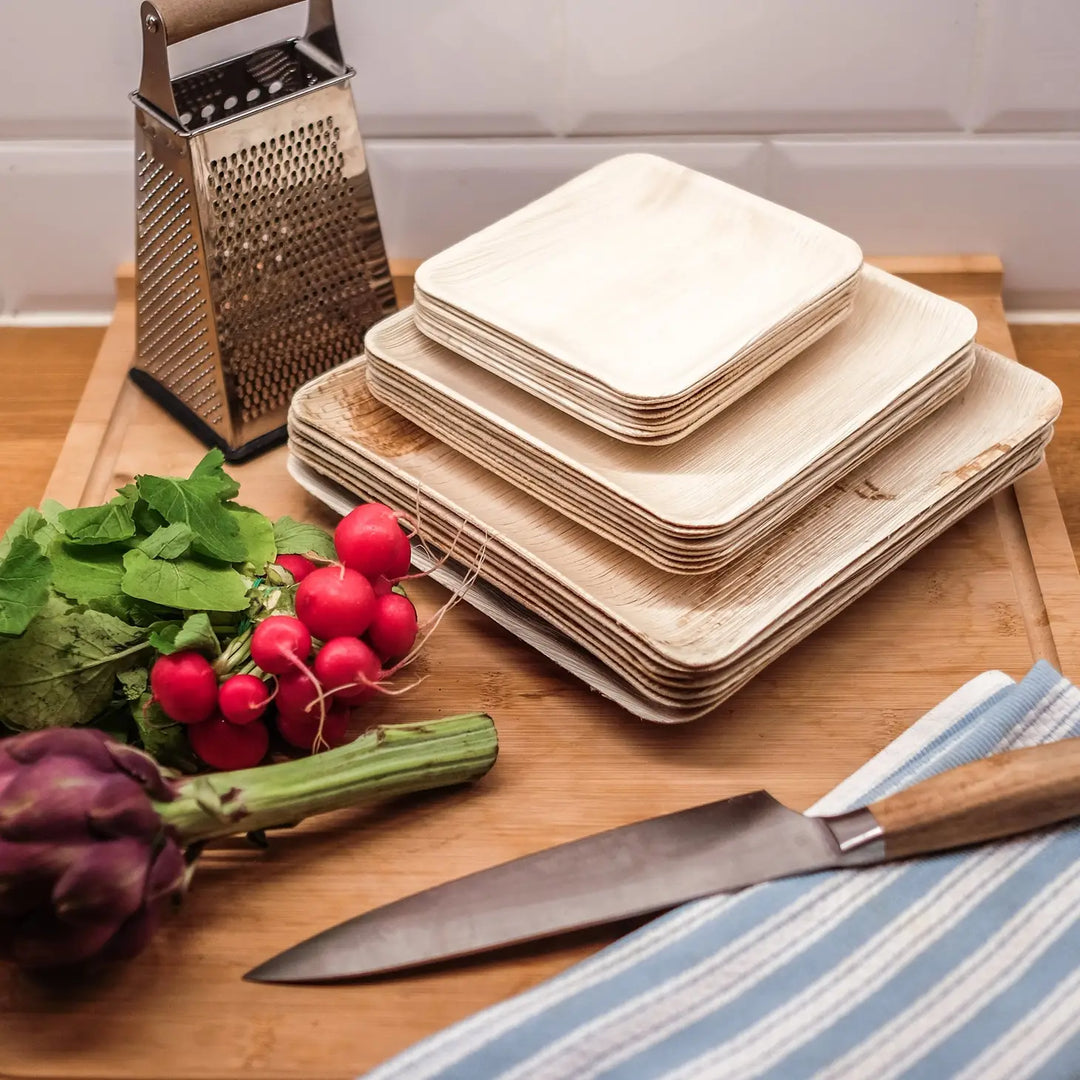 Palm Leaf Bamboo Square Plates