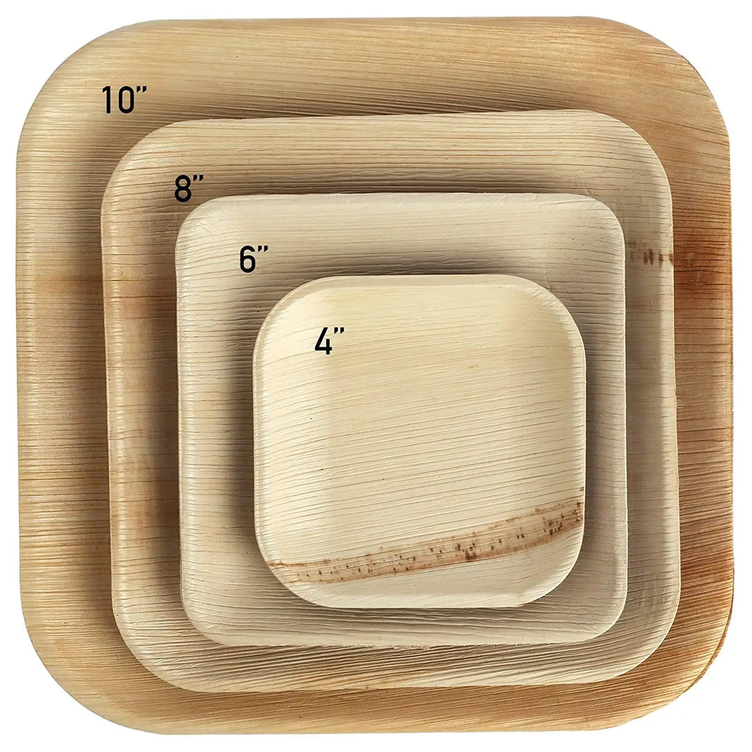 Palm Leaf Bamboo Square Plates