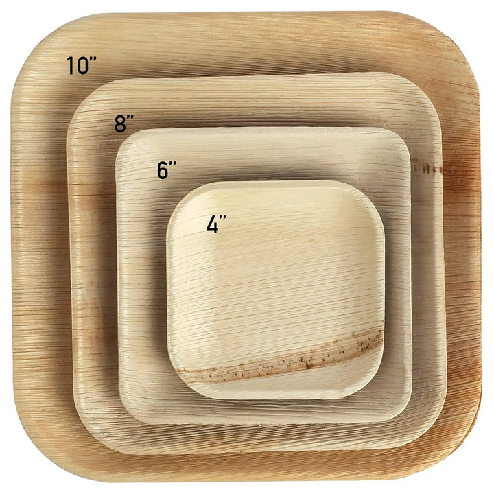 Palm Leaf Bamboo Square Plates
