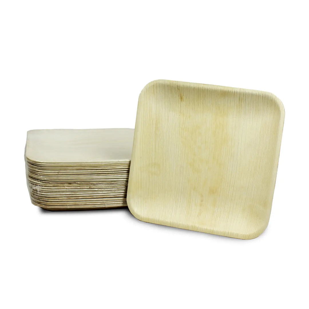 Palm Leaf Bamboo Square Plates