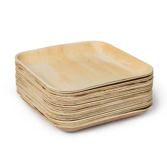 Palm Leaf Bamboo Square Plates