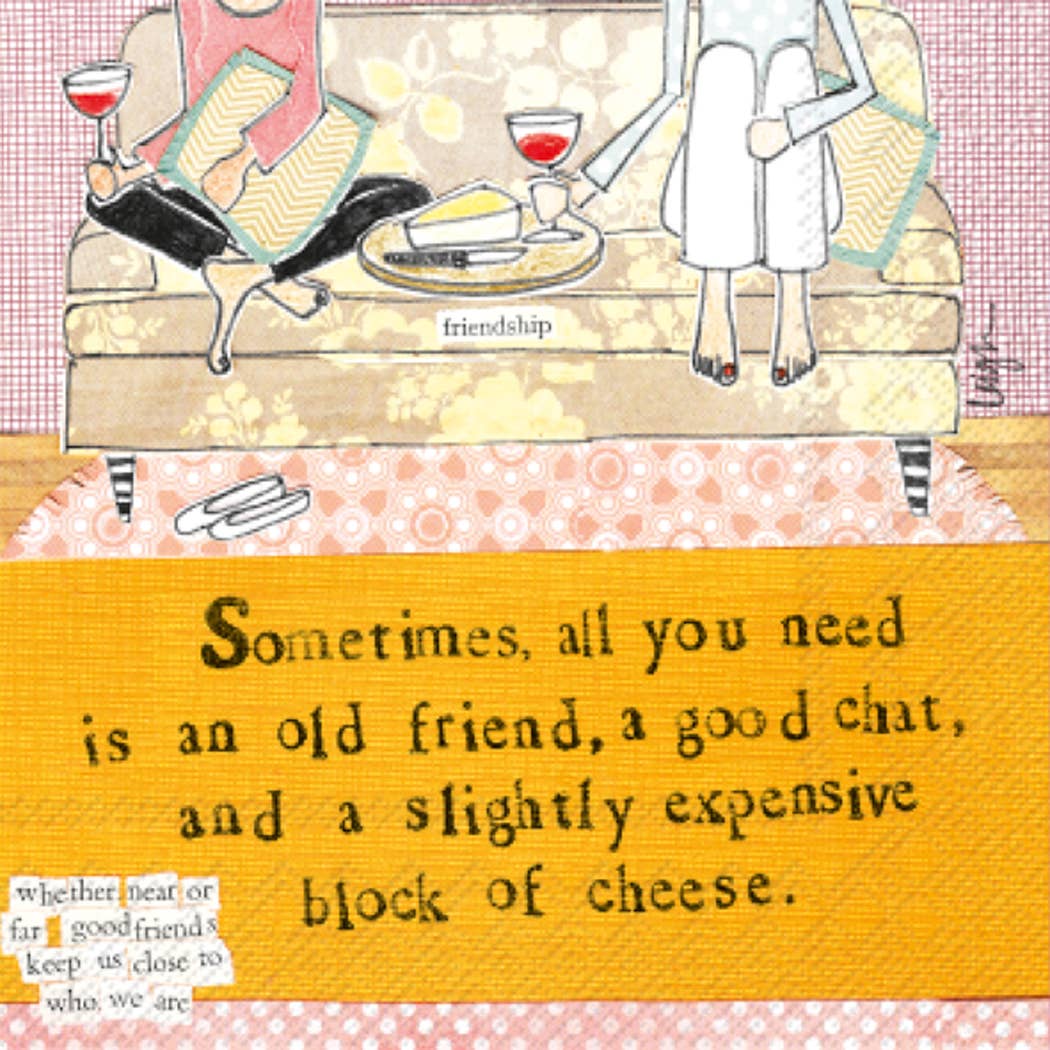 Paper Cocktail Napkins Pack of 20 Curly Girl Block Of Cheese