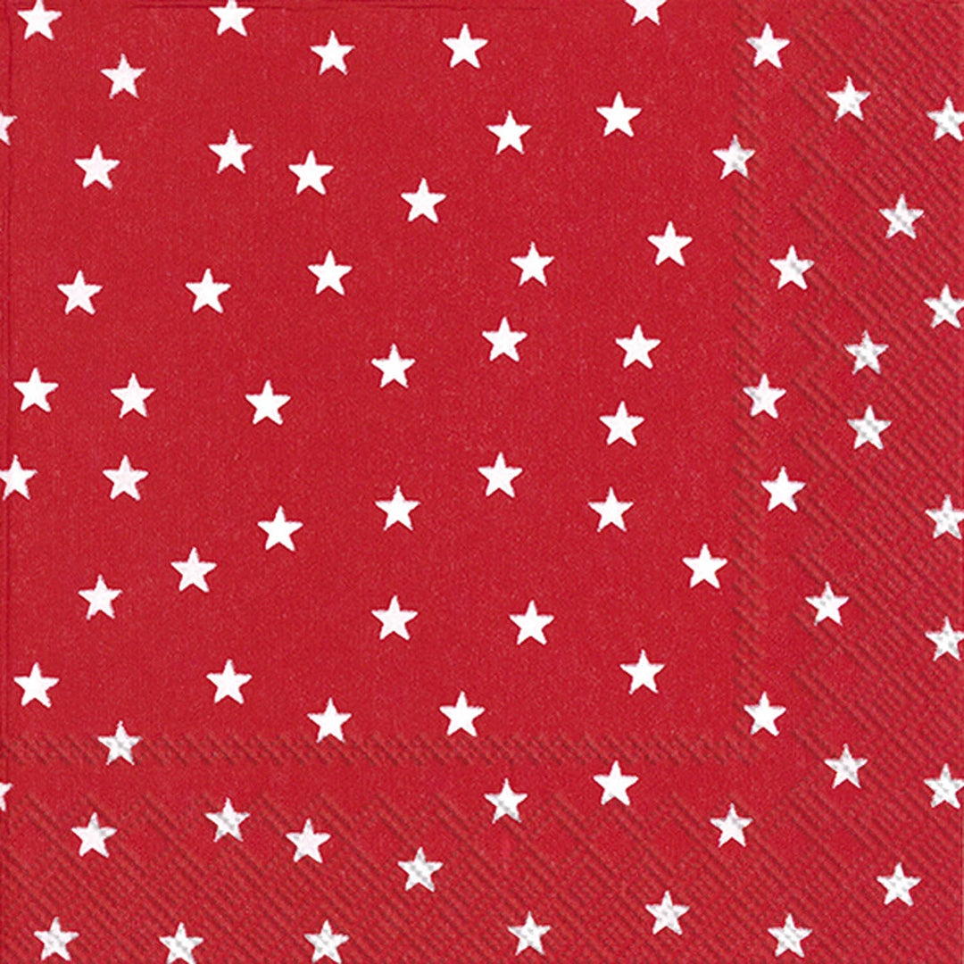 Paper Cocktail Napkins Pack of 20 Little Stars red
