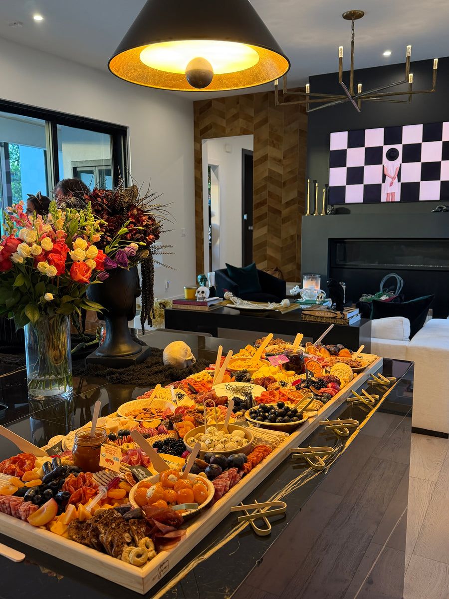 Portable grazing board serving 30 guests, styled by YaYaYum Boards