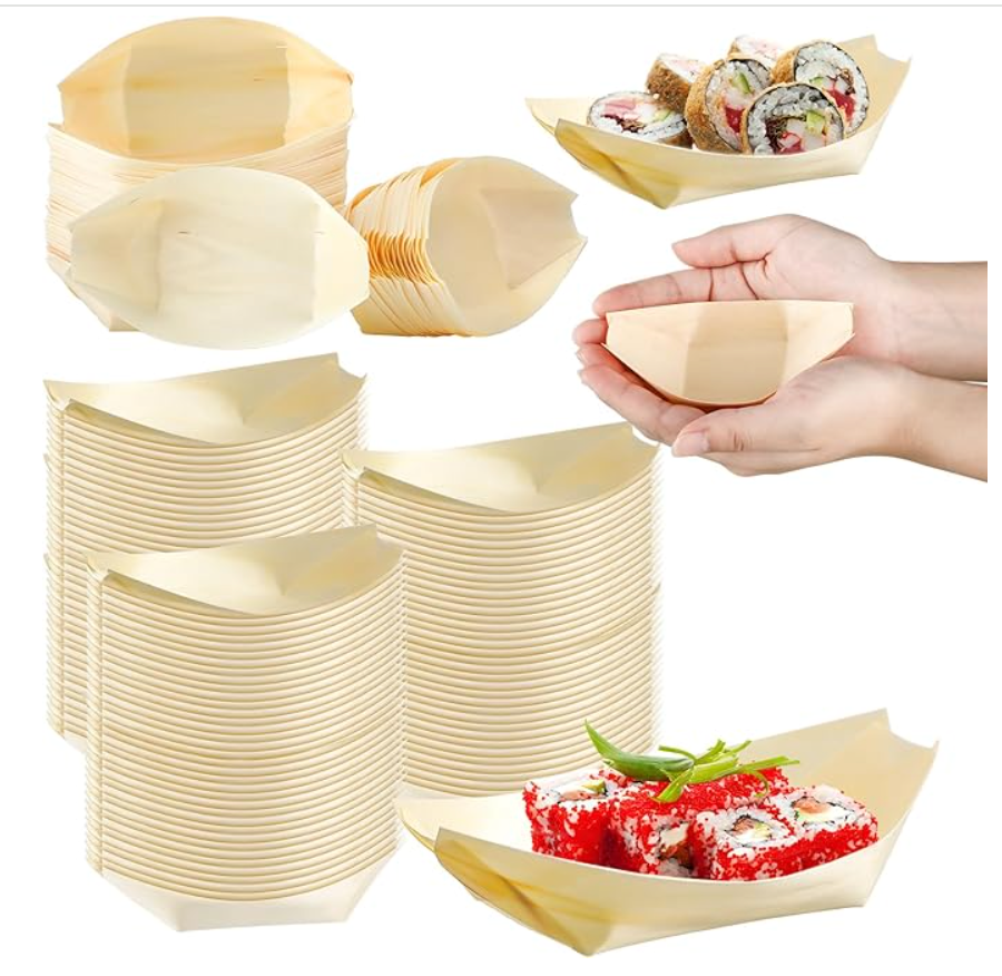 Bamboo Boat Plates 5.5'' (50 CT.)