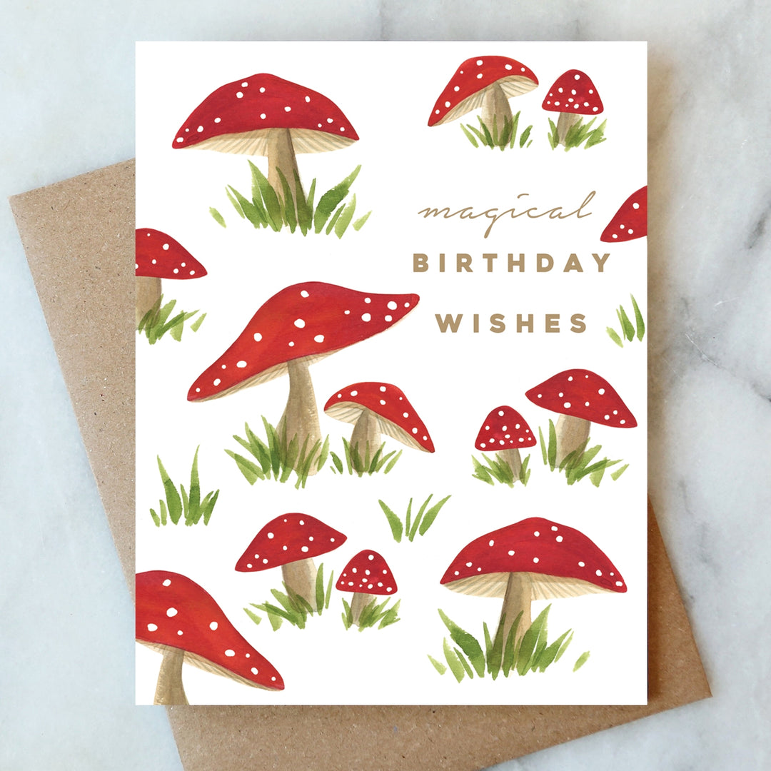 magical mushrooms birthday card